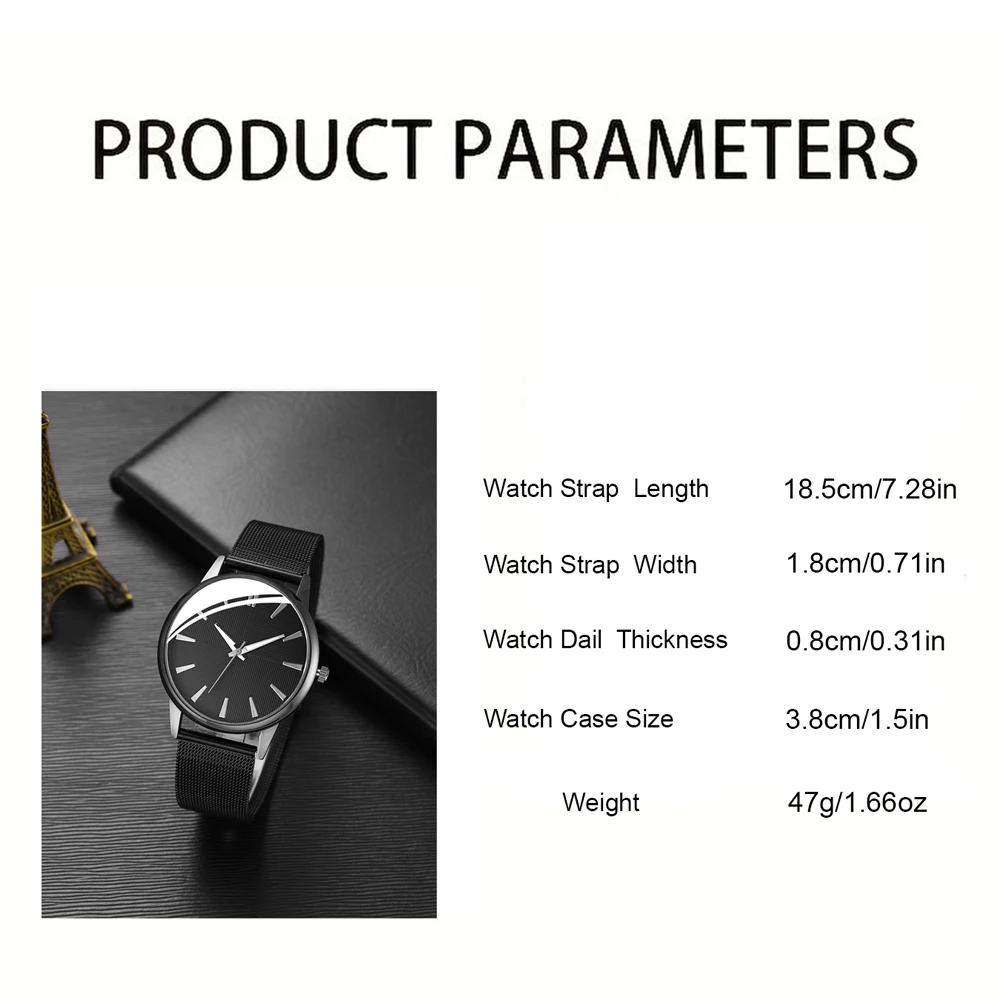 Minimalist Men Fashion Ultra Thin Watches Set Simple Men Business Stainless Steel Mesh Belt Quartz WristWatch Leisure Men Watch