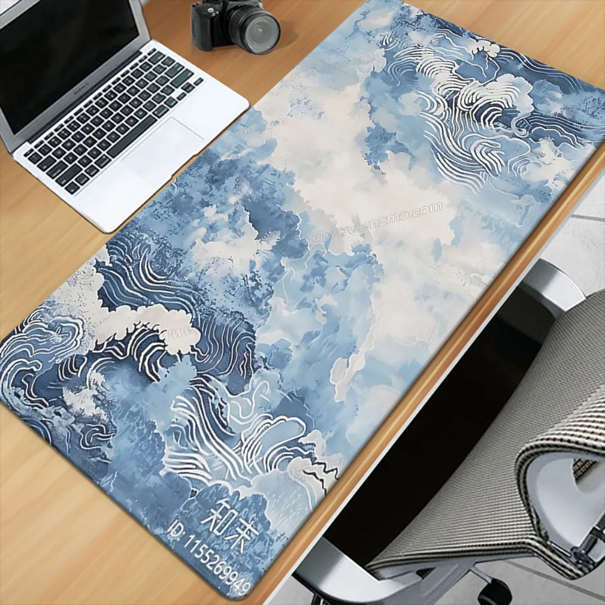 Iron Art Wave Blue XXL Mouse Pad Non Slip Rubber Base Large Desk Mat Multi Functional Decor Pad for Gaming Office Computer