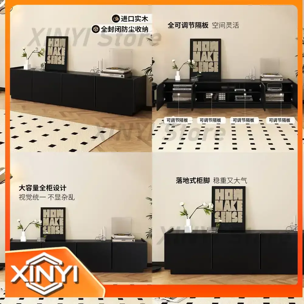 Solid Wood TV Stand for Living Room Modern Minimalist Luxury Floor Cabinet Storage Shelf for Home Use