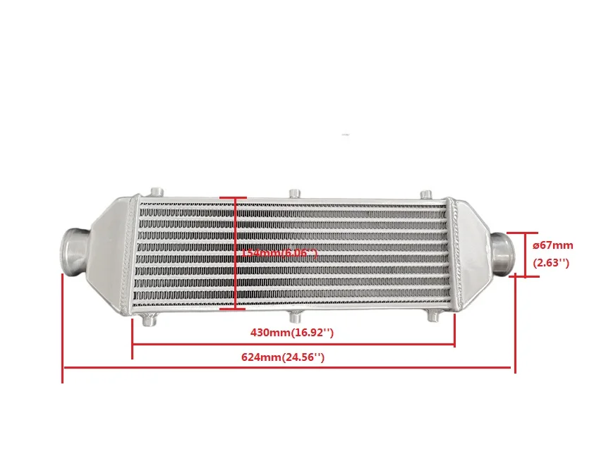 Universal Front Mount Aluminum Intercooler 624*191*71mm ,67mm Inlet/Outlet High Flow Light Weight Turbo Super Charger System