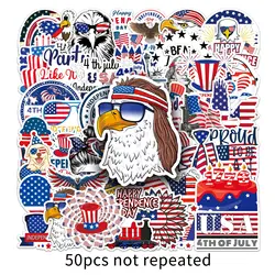 50 Cartoon Independence Day in the United States Graffiti Stickers Suitcase Laptop Guitar Skateboard Personalized Decoration Sti