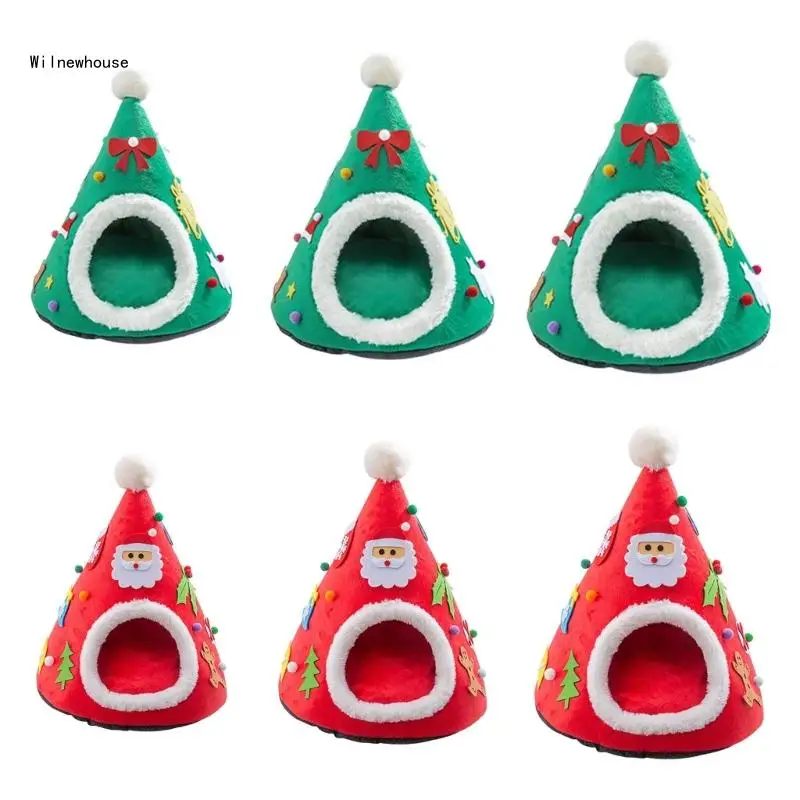 

Pet Tent Soft Bed Santa Hat Cave Design Dog House for Cats Small Dogs Dropship