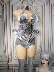 Laser Leather silver Gold boots Evening Party dresses drag costume gogo sexy festival show costumes Birthday Special Ocassion