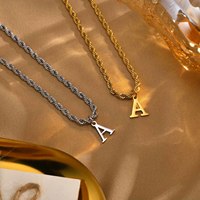 Initial Letters Necklaces for Men Boys,Stainless Steel A-Z 26 Alphabet Charm Pendant with 60CM/23.6\