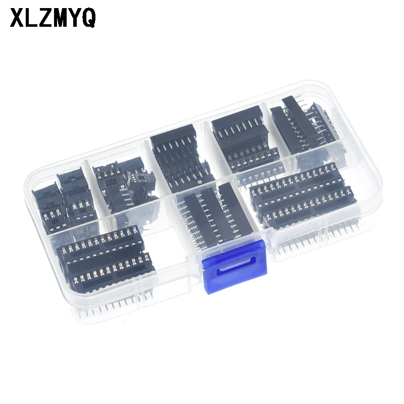 66PCS/Set DIP IC Sockets Adaptor Solder Type Kit 6,8,14,16,18,20,24,28 pins Integrated circuit IC Chip Socket DIY Electronic Kit