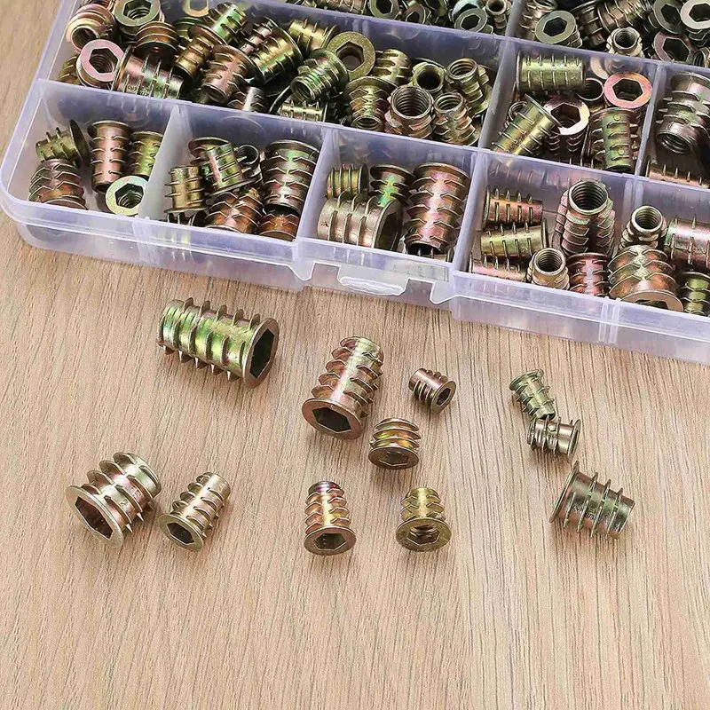 230 Threaded Nut Inserts, M4/M5/M6/M8/M10 Zinc Alloy Threaded Sockets, Hex Threaded Insert Nuts