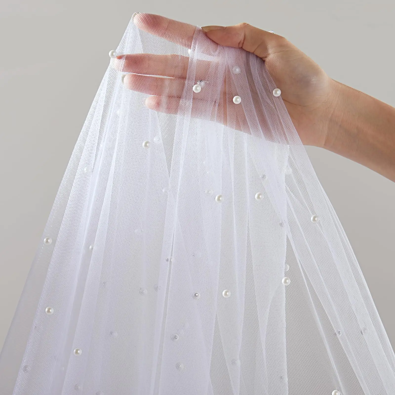 Pearl Table Runner Tulle Fabric Lace Tablecloth Beaded Pearl Mesh Sheer for Bridal Shower Birthday Wedding Arch Table Decoration