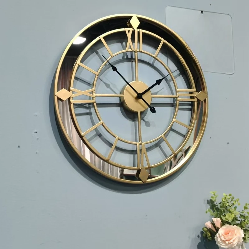 50Cm customizable mirror large delivery 2025 modern luxury wall clock decoration metal watch home decoration