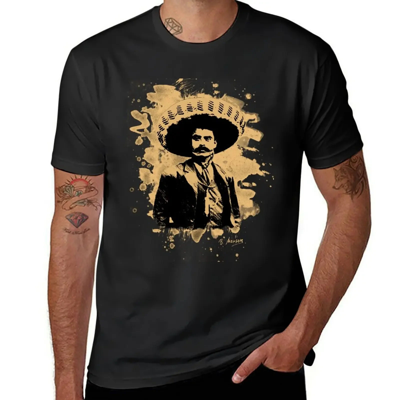 Emiliano Zapata - bleached natural T-Shirt anime clothes summer clothes men clothings