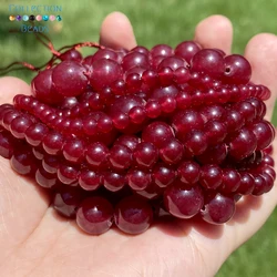 4/6/8/10mm Natural Stone Beads Ruby Jade Round Spacer Loose Beads For Jewelry Making DIY Bracelets Accessories 15''