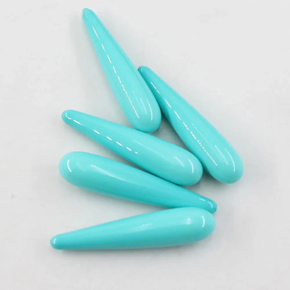 

APDGG 5 Pcs A013 40mm Blue Color Shell Teardrop Pendant Jewelry making accessories