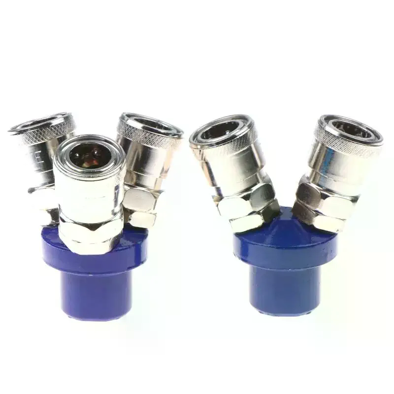 Pneumatic Quick Connect Coupler With 2/3 Way Splitter Rust Resistant Metal For Air Compressor Workshop Garage Repair Work