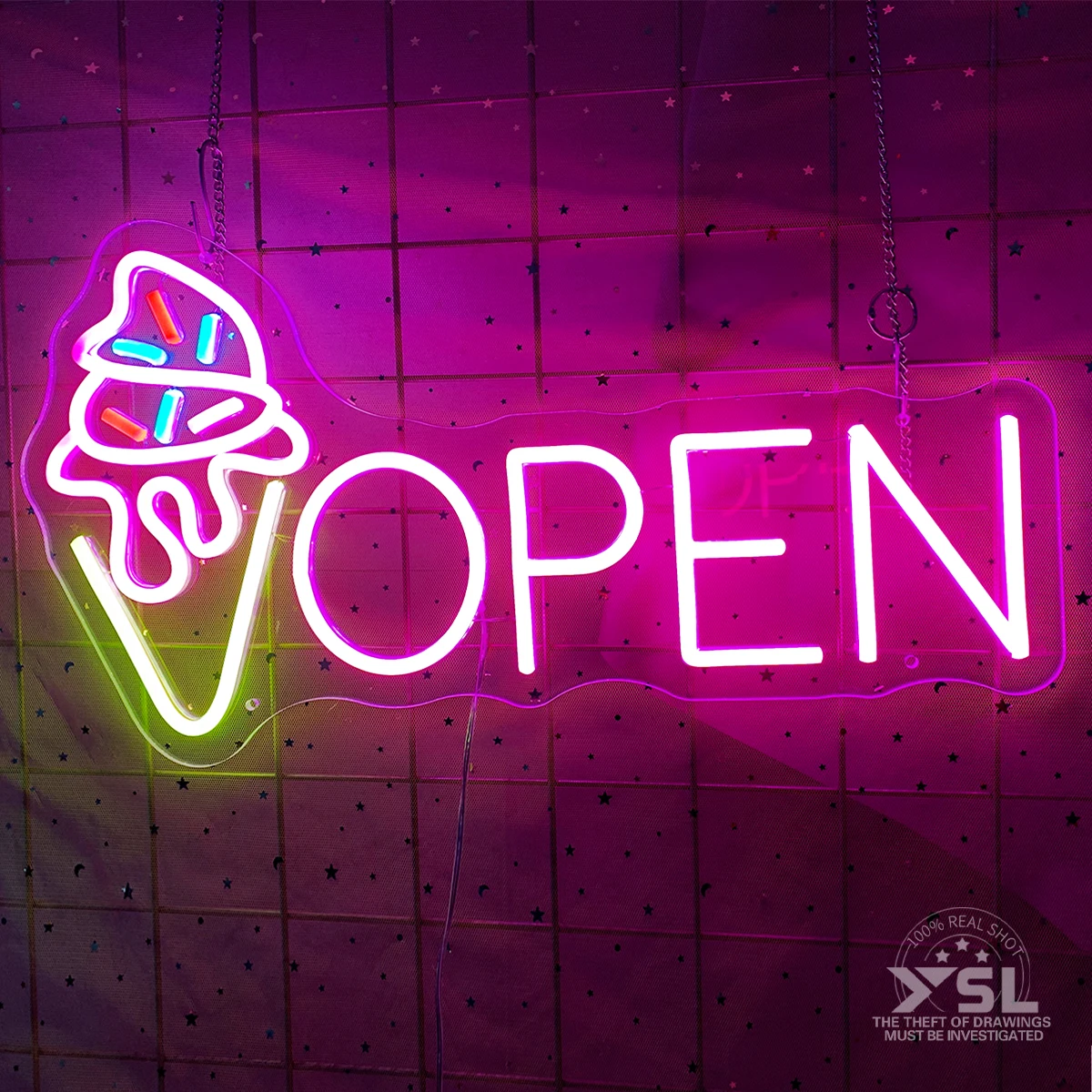 Ice cream open neon signs apply to ice cream shops restaurants the shape of the atmosphere lamp to make the shop more attractive