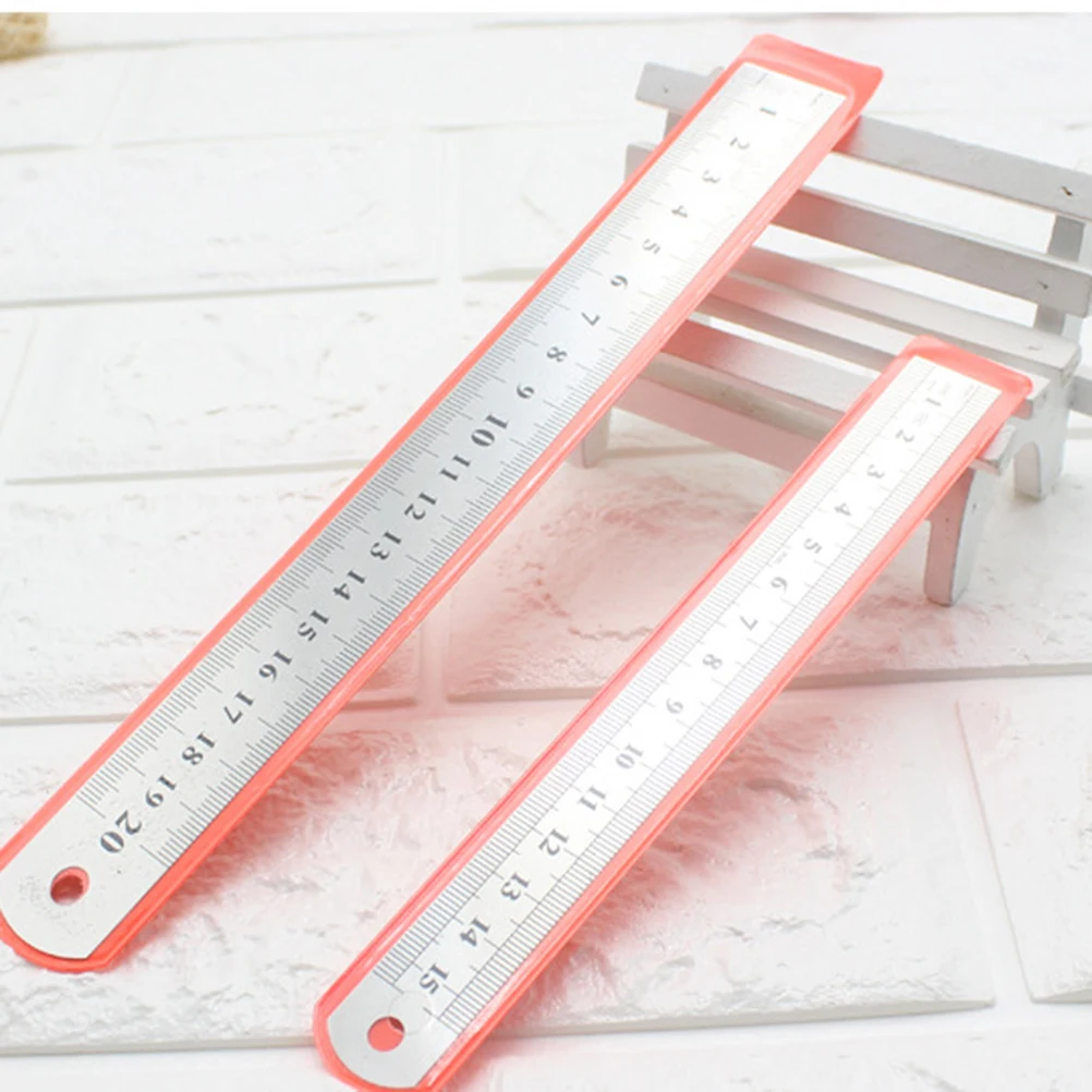 

2Pcs Metal Ruler Stainless Steel Double Scale for Home School Office 20cm 15cm High Accuracy Sturdy Wear Resistant