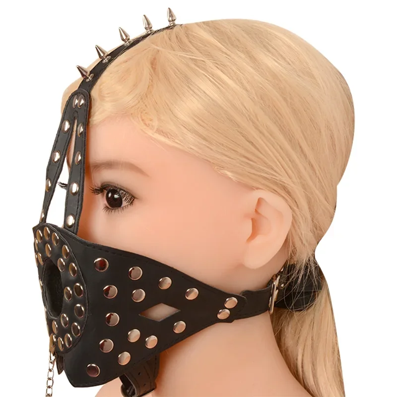 섹스 가죽 오픈 입 개그 구강 엉덩이 플러그 페티쉬 칼라 슬레이브 Bdsm 속박 하네스 마스크 후드 성인 용품 커플을위한 섹스 토이