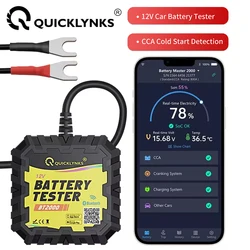 QUICKLYNKS BT2000 12V Bluetooth Car Battery Tester 100-2000 CCA Cranking Charging Test Battery Mornitor APP For Android IOS