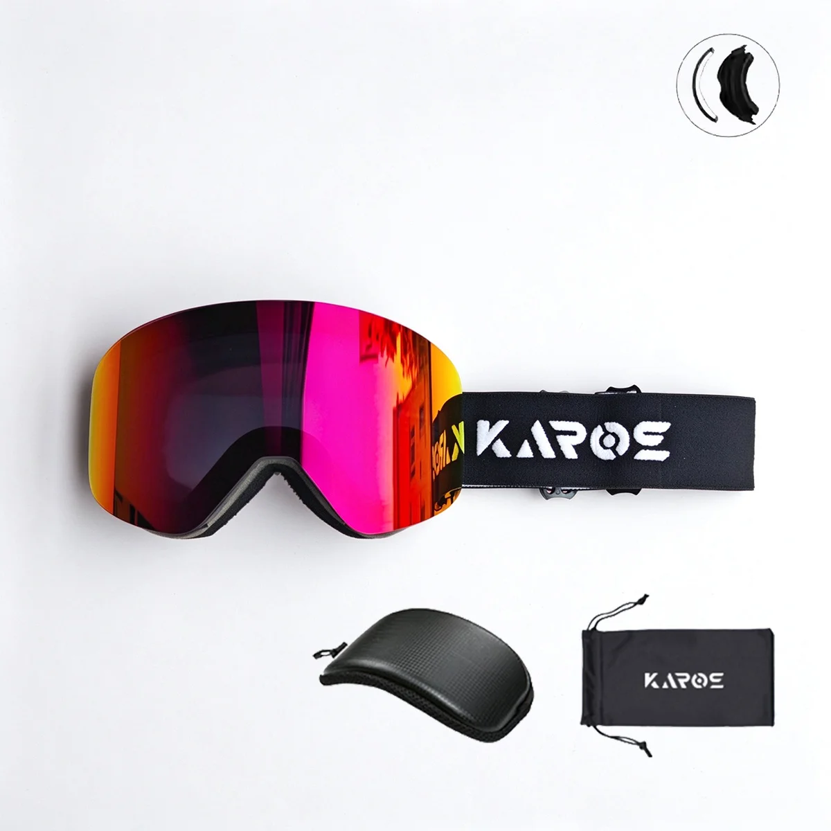 KAROS New Double Layer Anti-Fog Ski Glasses for Men Women Cylindrical Snow Skiing Goggles with UV400 Winter Sports Snowboard