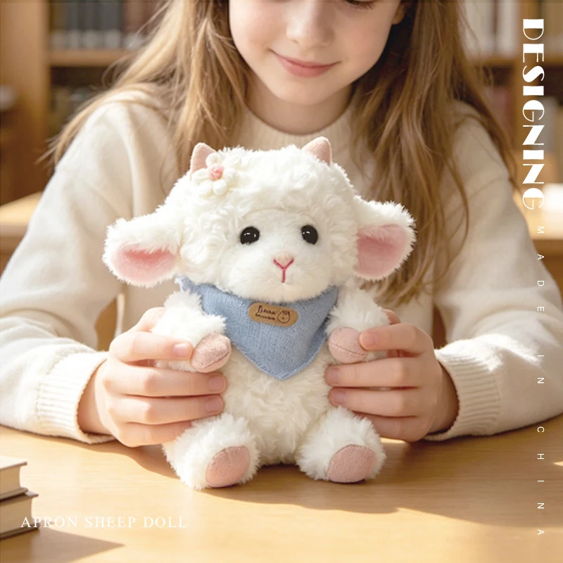 

Cute Soft Obediently Lamb With Bib Plush Toys Soft Alpaca Plush Dolls Stuffed Sheep Plushie Baby Toys for Kids Home Decoration