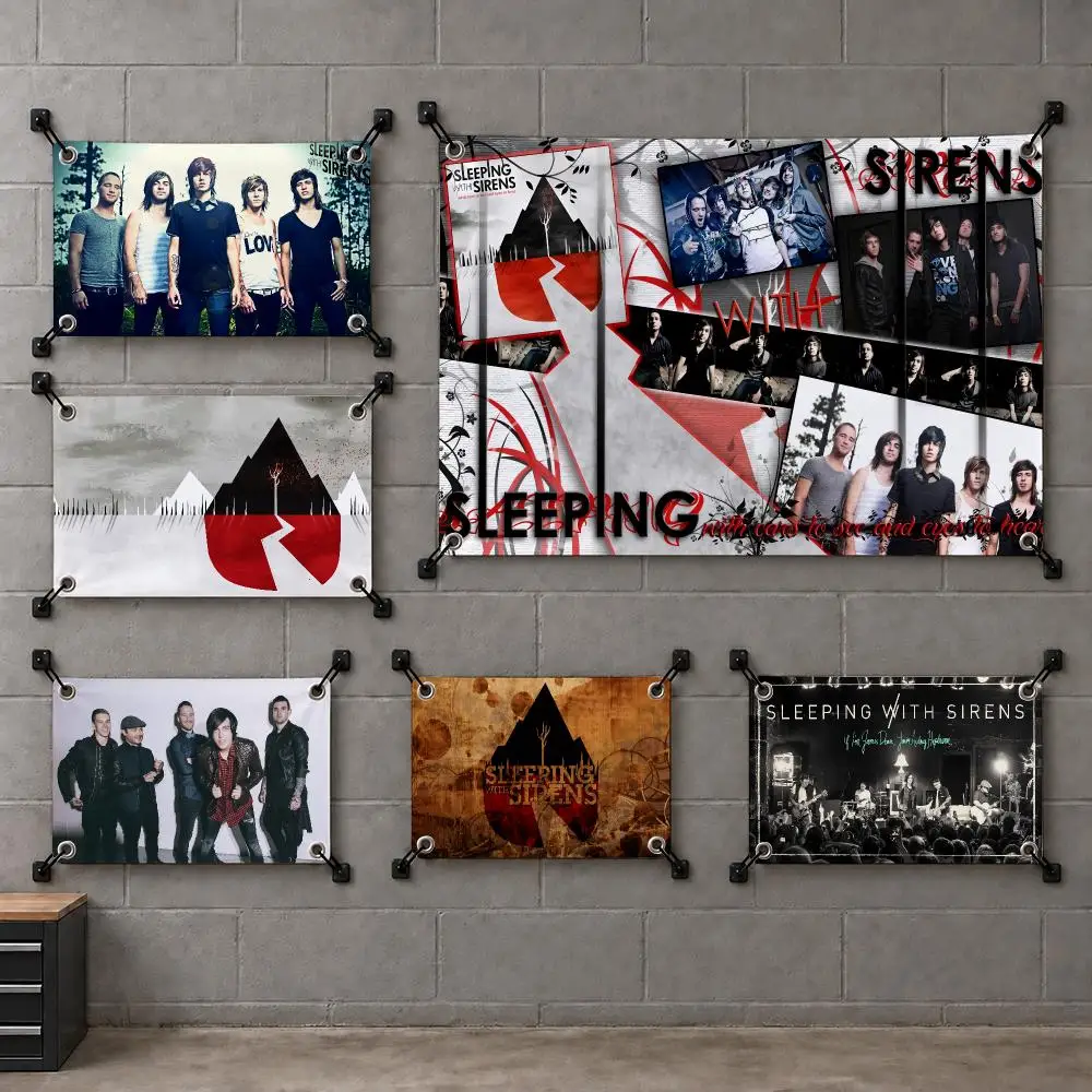 S-SLEEPING WITH SIRENS Flags Bedroom House Living Room Dorm Outdoor Party Wall Hanging Background Banner Decor