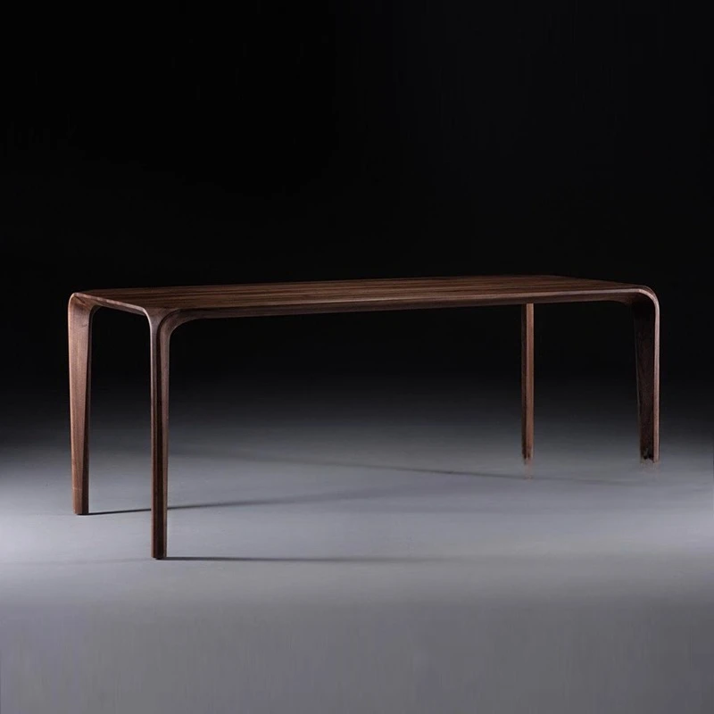

Nordic modern expression solid wood dining table simple black walnut rectangular log desk small apartment dining table