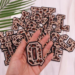 A-Z Leopard Print English Letter Patch Embroidered Patches For Clothes Iron On Patches For Clothing Jeans Shoes Hat Sew Decorate