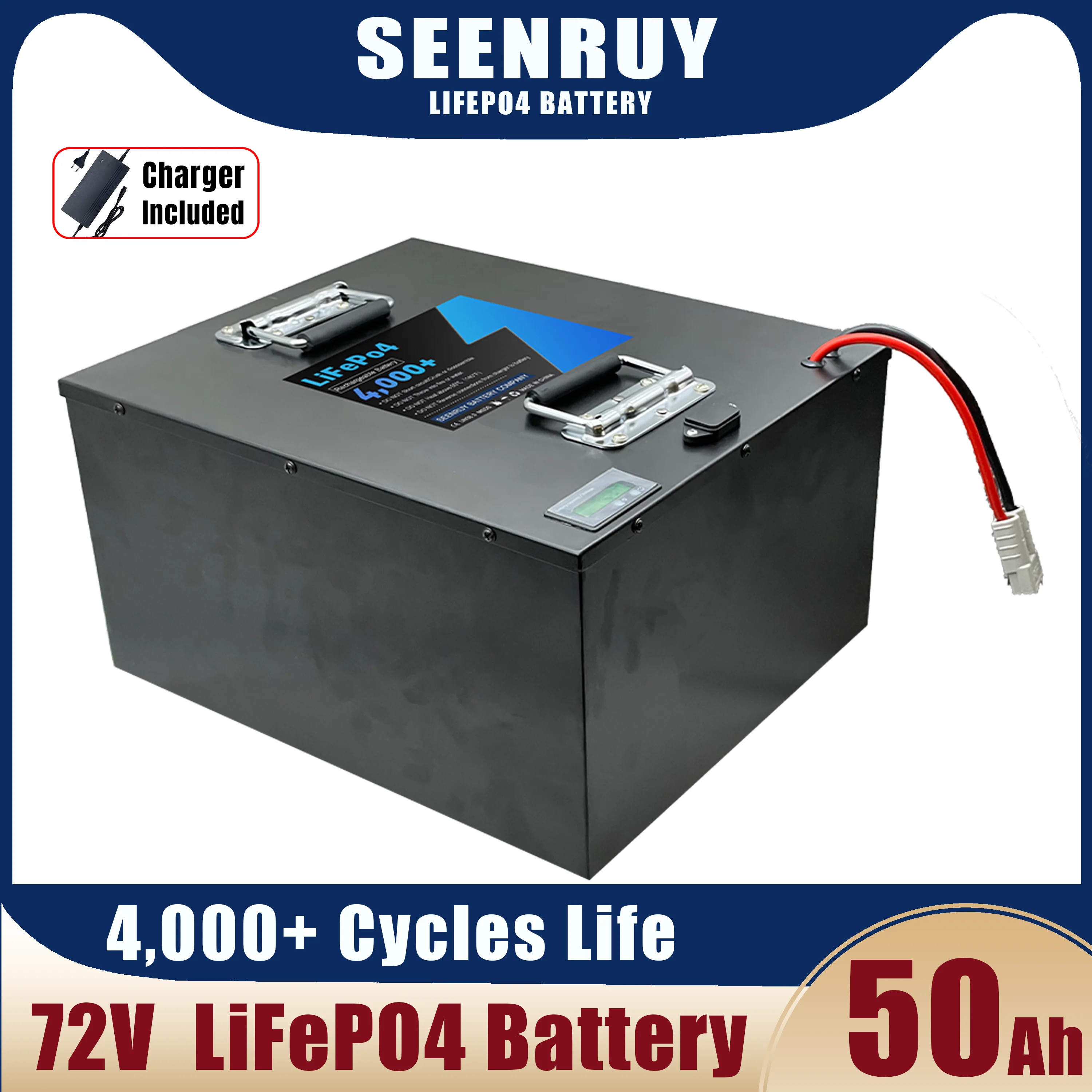 

72V 50Ah LiFePO4 Battery Pack Optional Bluetooth BMS for 4000w 5kw Motorcycle Forklift Truck with 5A Charger