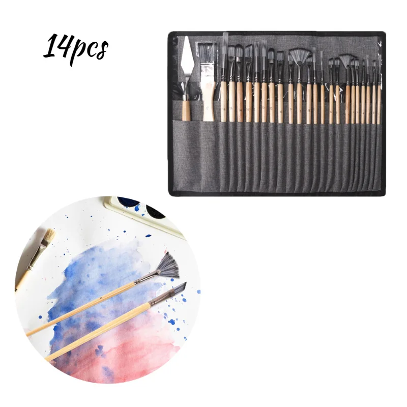 

Набор кистей для рисования (24 шт. в рулоне) для начинающих художников: акварель, масляная живопись, рисование на лице