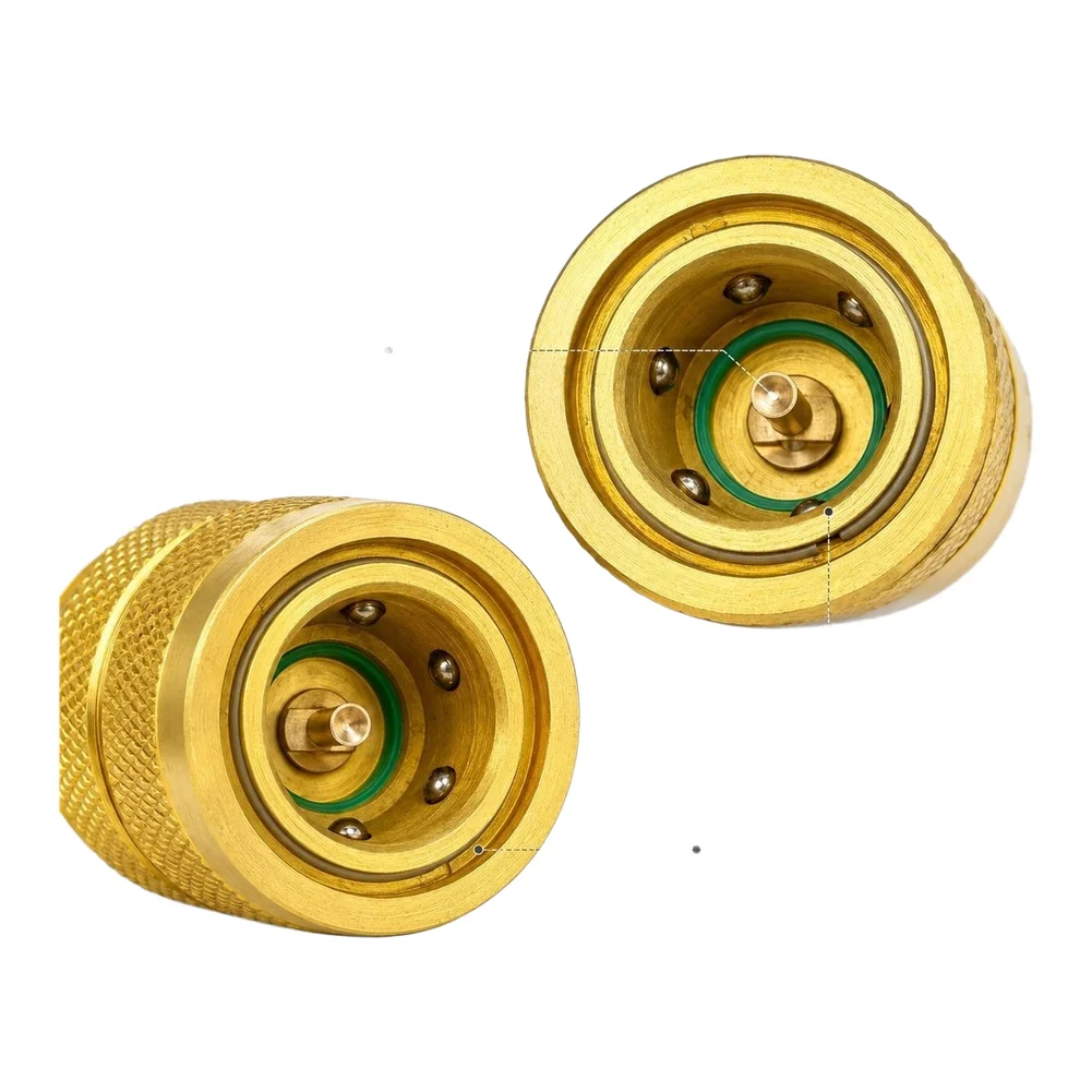 Brass AC Quick Coupler Kit For R1234yf High Low Pressure Adapter With Valve Core Anti-Slip Grip, Hand Tools