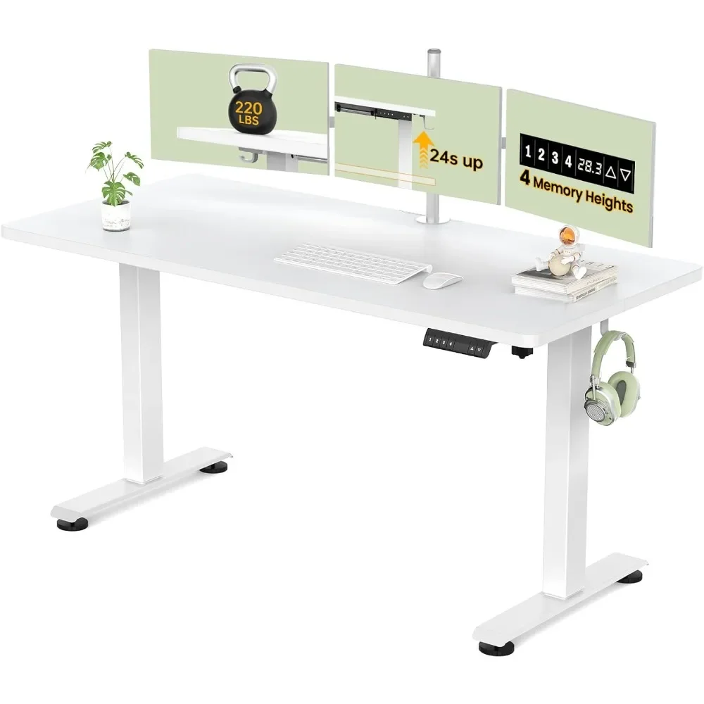 

Office Desk, 55 Inch Large Electric Standing Desks, 4 Adjustable Memory Heights,Sit to Stand Up, for Study, Writing&Games