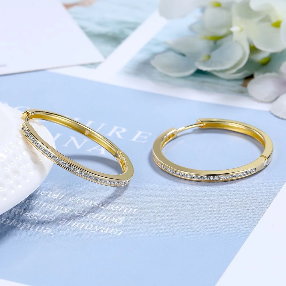 مويسانيتي الماس هوب القرط 925 فضة للنساء 18 كيلو الذهب تألق ساحة Huggie غرامة مجوهرات