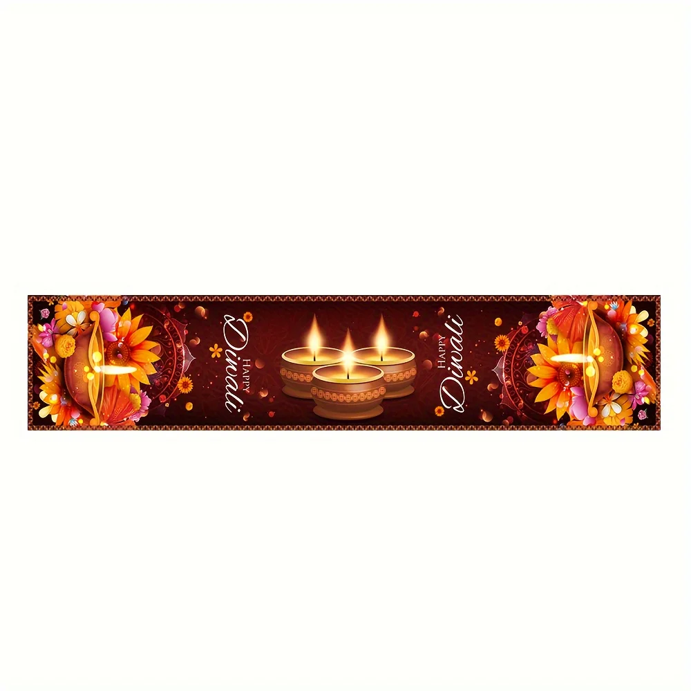 1pc Diwali Tablecloth Measuring 33x183cm Designed to Create a Joyful Festive Ambiance with Floral Table Runner Party Decor