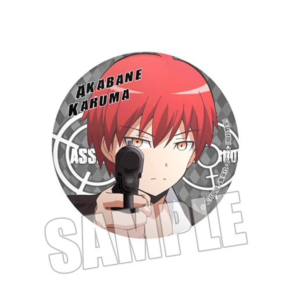 58mm Anime Assassination Classroom‌ Isogai Yuuma Maehara Hiroto Cosplay COSTUME Badge Pin SPTE Tinplate Brooch﻿ Prop