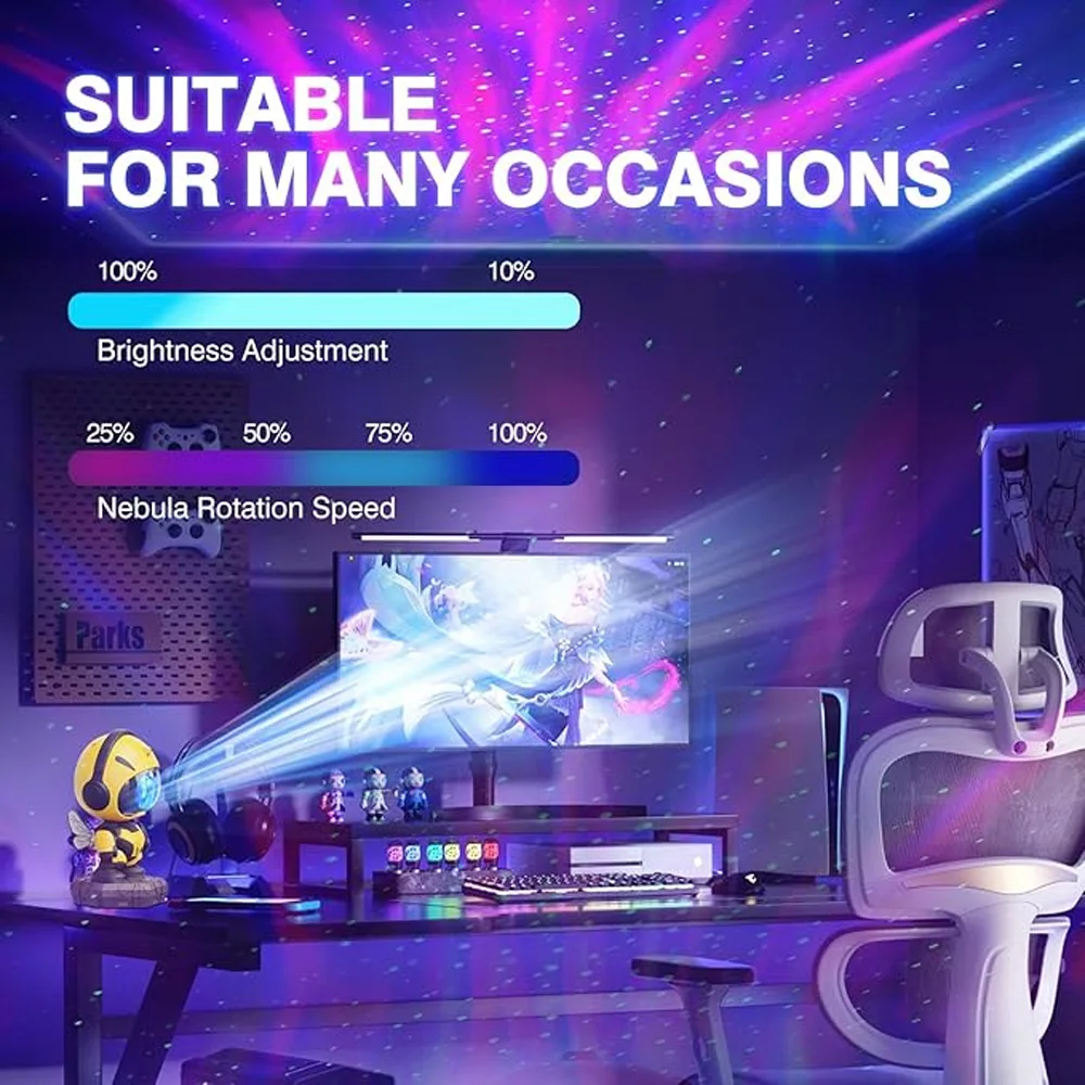 جهاز عرض Bee Galaxy، جهاز عرض Star Galaxy Night Light، مصباح LED للسقف سديم مرصع بالنجوم مع مؤقت وجهاز تحكم عن بعد، ديكور غرفة الأطفال