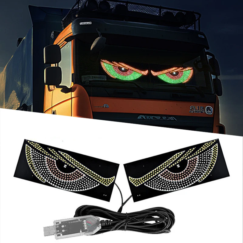 

Truck Devil's Eye Light RGB Cool Led Windshield Display Animation Flashing Demon Eyes Decorative Light Led USB5V Multi-Mode Lamp