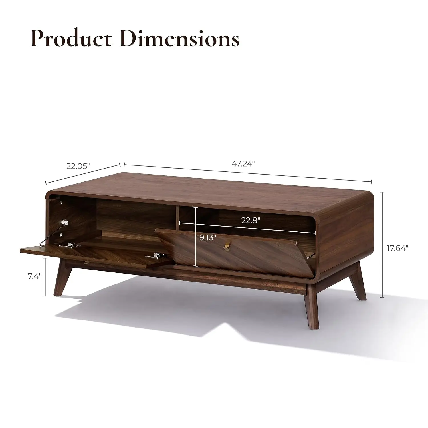 Live Edge Walnut Coffee Table with Storage Drawer 47