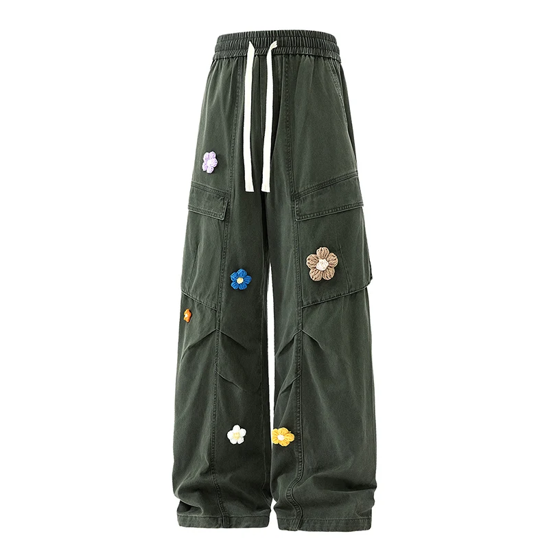 

Couple Outdoor Fashionable Printed Trendy Versatile Straight Pants Four Seasons Outdoor Mountaineering Hiking Wide Leg Pants