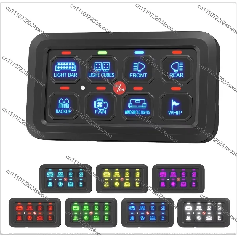 8 Sets of Switch Panels Touch Relay Control Box Pod IP65 RGB Off-road Light Switch Panel with Switching/transient/pulse Mode