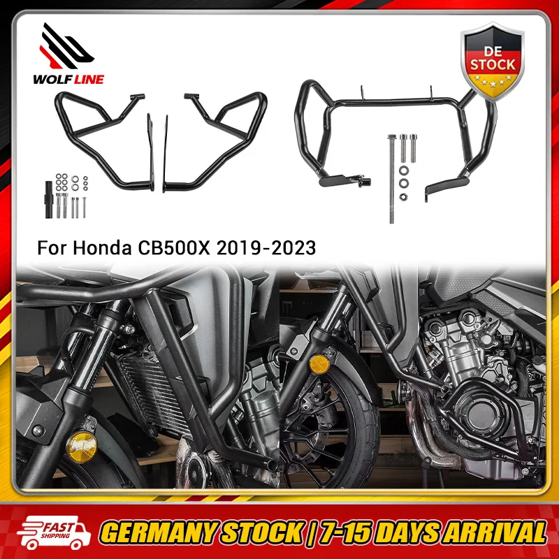 WOLFLINE Motorrad-Sturzbügel für Honda CB500X 2019-2023 Schutzkäfig Highway Bumper