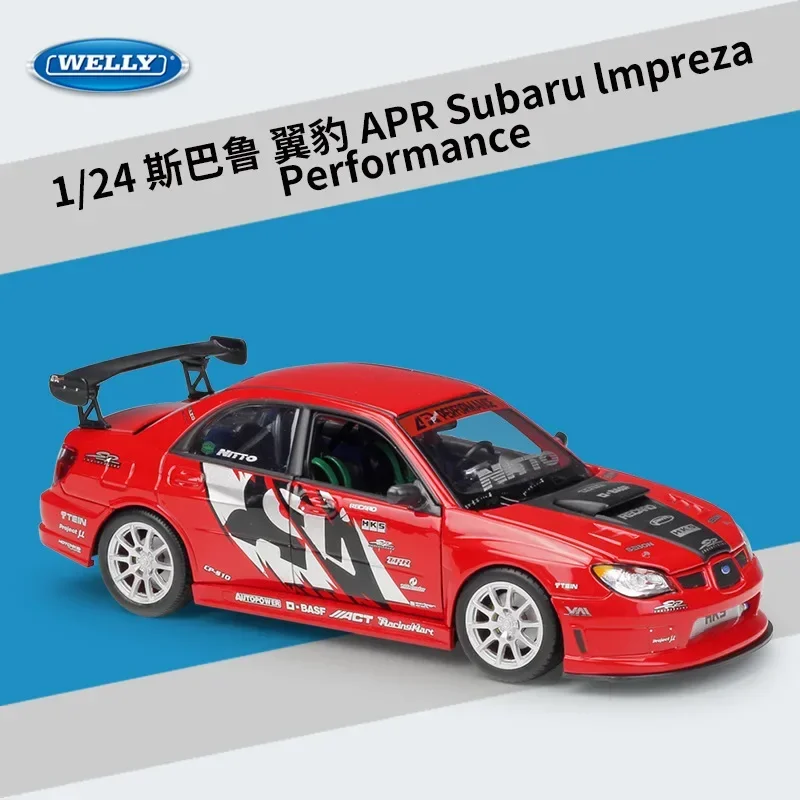 

Diecast WELLY 1:24 Scale Subaru Impreza APR Subaru Lmpreza Performance Alloy Racing Red Car Model Collectible Toy Gift