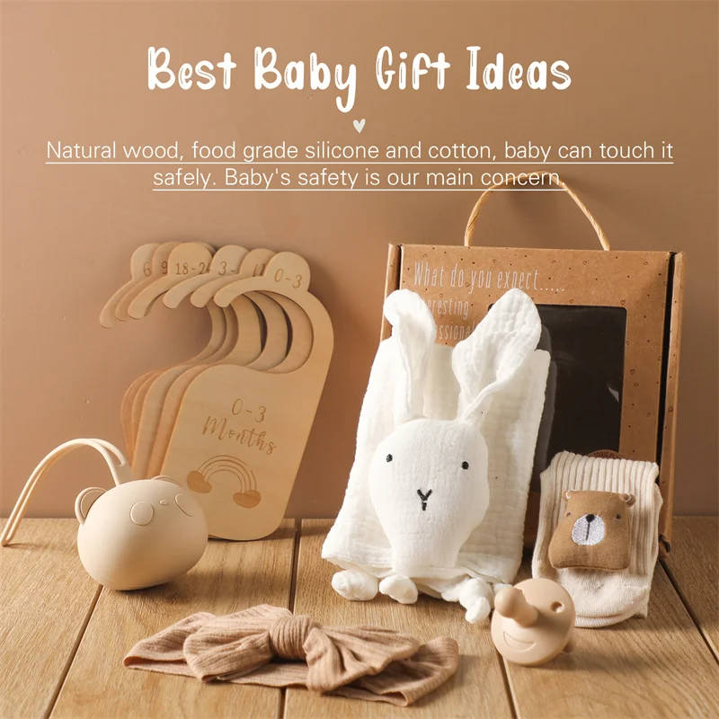 Baby Towel Bath Sets Soft Cotton Rabbit Towel Newborn Milestone Cards Birth Monthly Blanket Accessories Photography Props Gifts