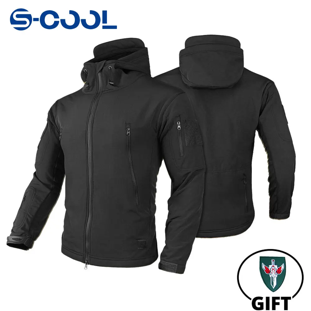 

Men's Fleece Tactical Jacket CP Camouflage Waterproof Softshell Windbreaker Winter Hooded Coat Hunting Clothing Jacket Pants