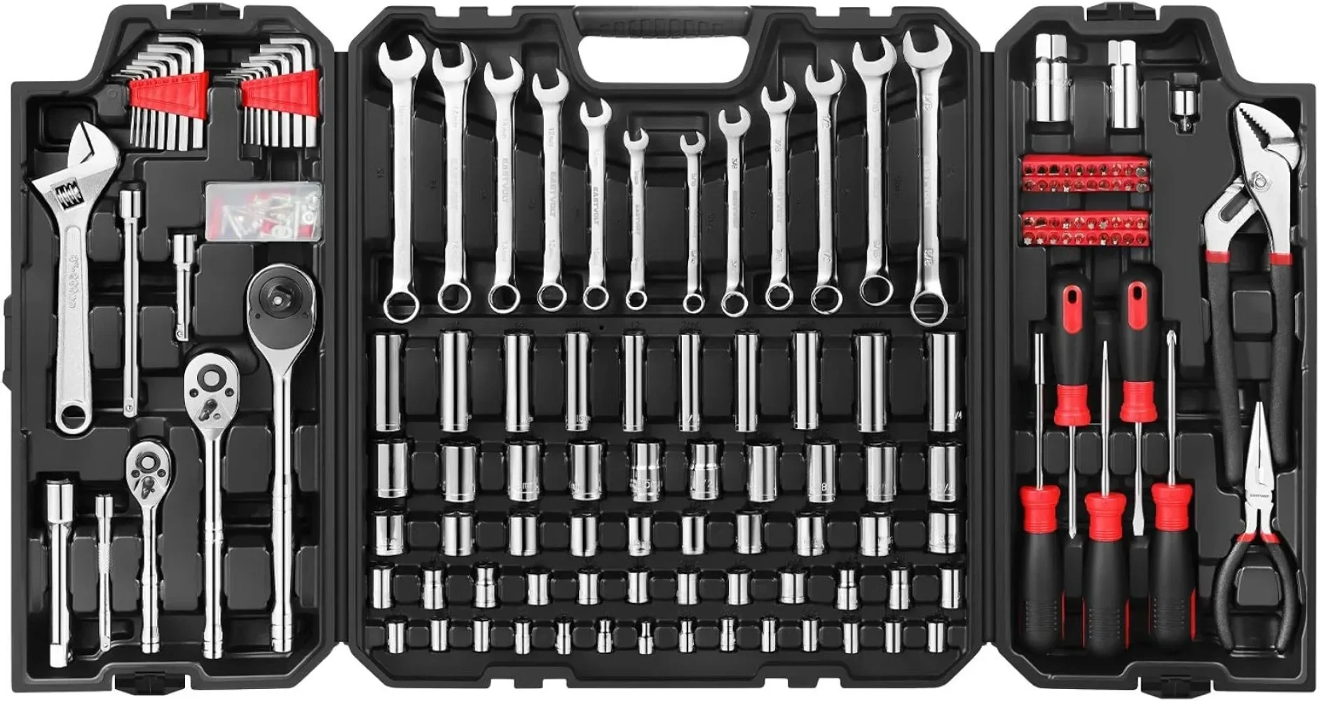 

248 Pieces Mechanics Tool Set General Purpose Mixed Sockets and Wrenches, Hand Tool Set Auto Repair Tool Kit with Storage Case