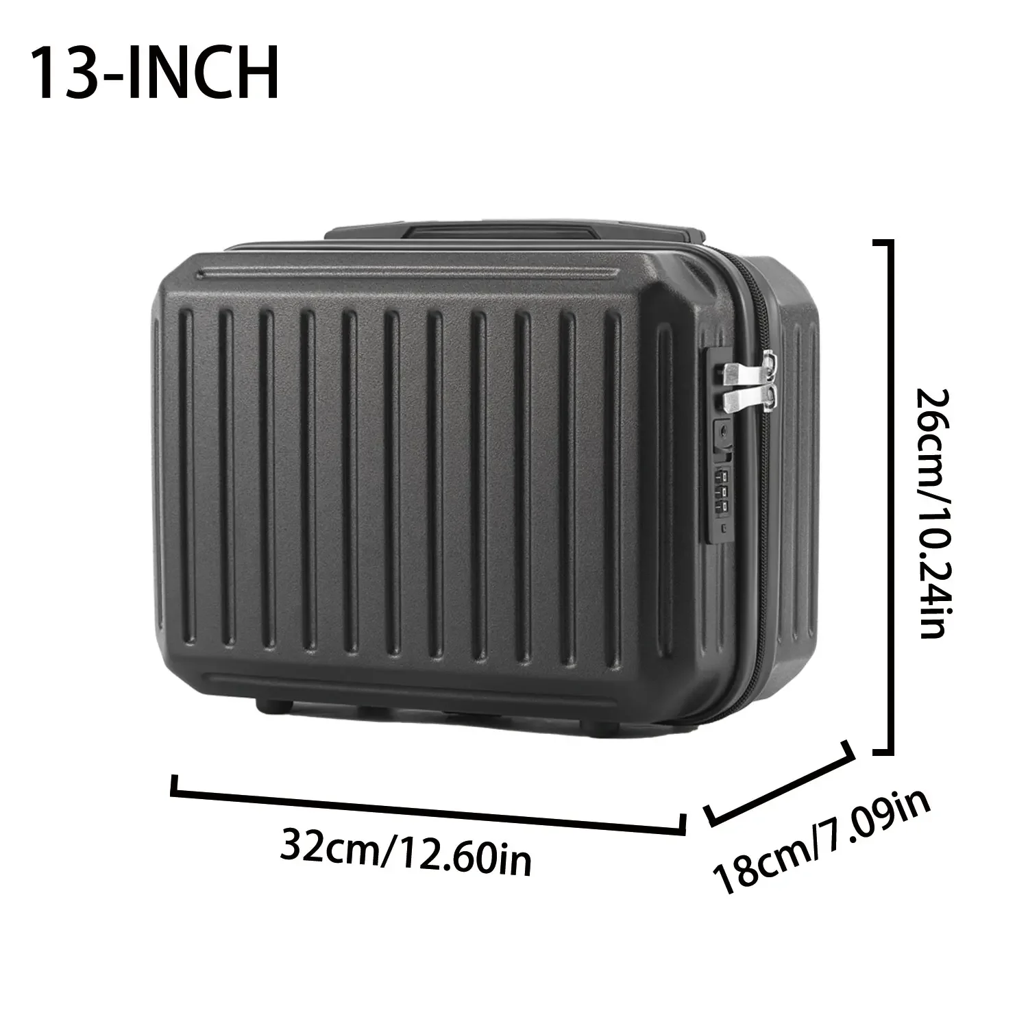 Vertical Patterned Hand Luggage Lightweight And Portable Makeup Box ABS+PC Suitcase Ordinary Password Lock Soft Glue Handle 13in