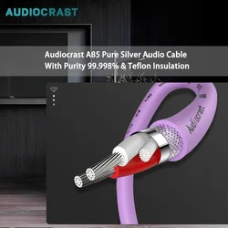 Audiocrast A85 Pure Silver Audio Cable With Purity 99.998% & PTFE Insulation 4N Pure Silver HiFi Audio Bulk Cable DIY 2Cores