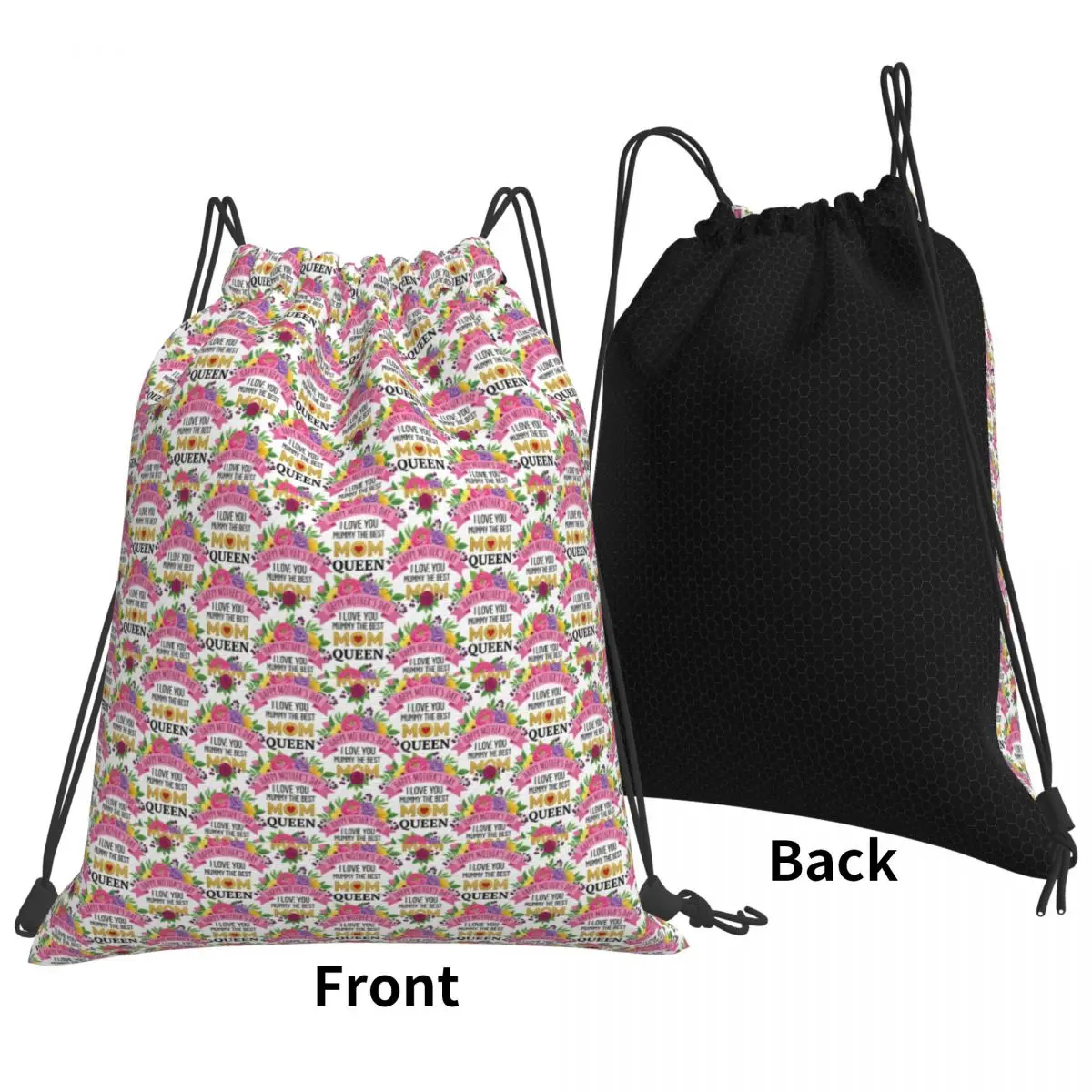 Royal Floral Mother's Day Queen Greeting Backpacks Fashion Drawstring Bags Sports Bag Book Bags for Man Woman School