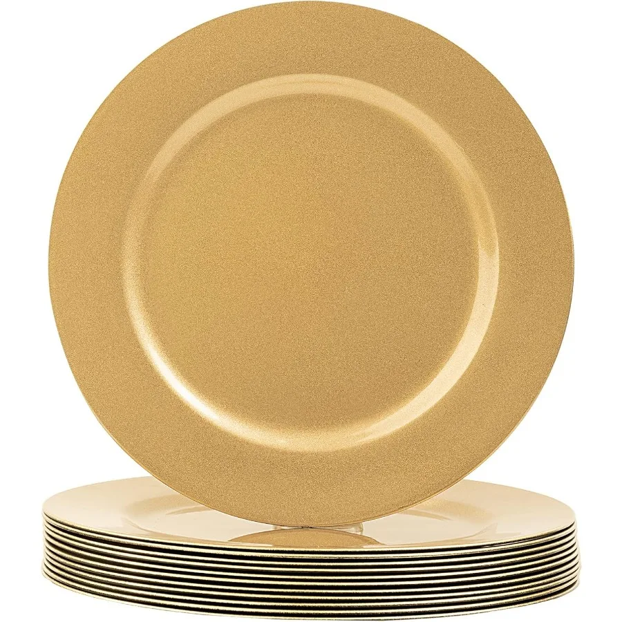 

Gold Charger Plates Set of 12 13-Inch Round Plate Chargers for Dinner Plate Plastic Table Chargers for Wedding Decor Party