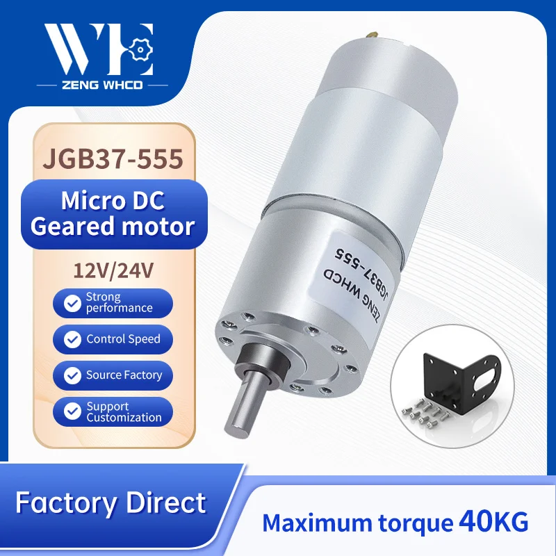 JGB37-555 Miniatur-Planetengetriebe-Gleichstrommotor, 6V~24V, Reversierbare Rotation, Drehmoment BIS ZU 40KG.CM, Vollmetall-Getriebe-Gleichstrommotor