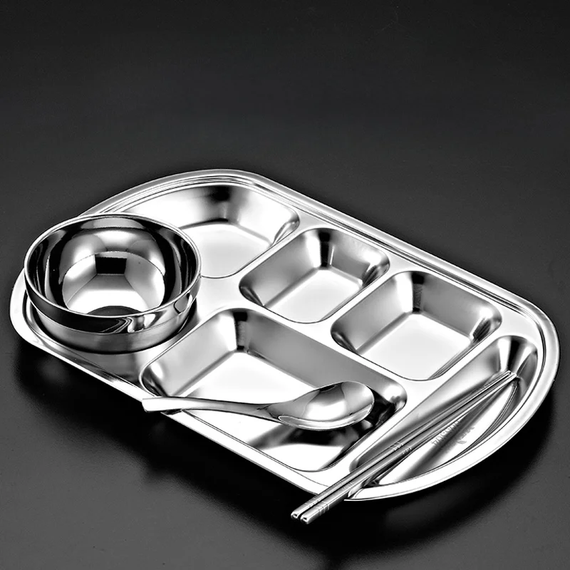 

Adult Lunch Box 304 Stainl Steel Food Container Six ids Meal Plate with Lid for Office Workers Fast Food Restaurant