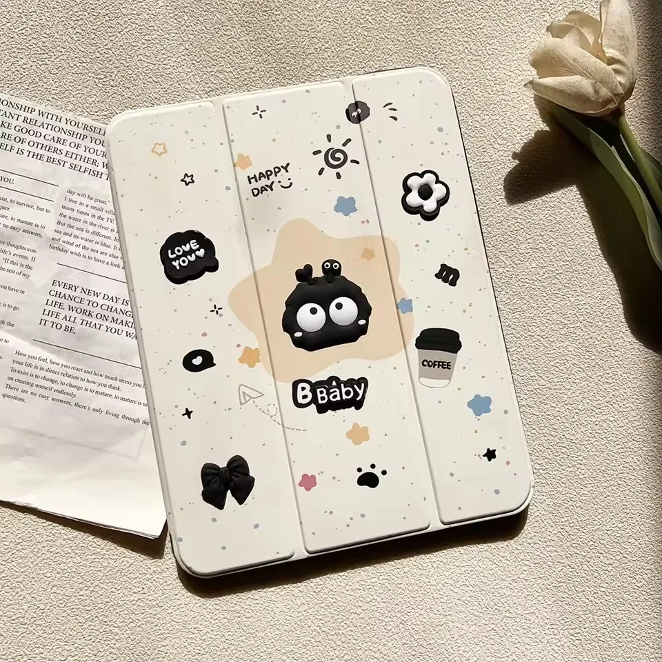 Para iPad 10,2/10,5 10th/A16 generación funda Air 4 10,9 Pro 2024 2025 Pro 11 pulgadas lindo patrón de dibujos animados funda para tableta con soporte de 3 pliegues