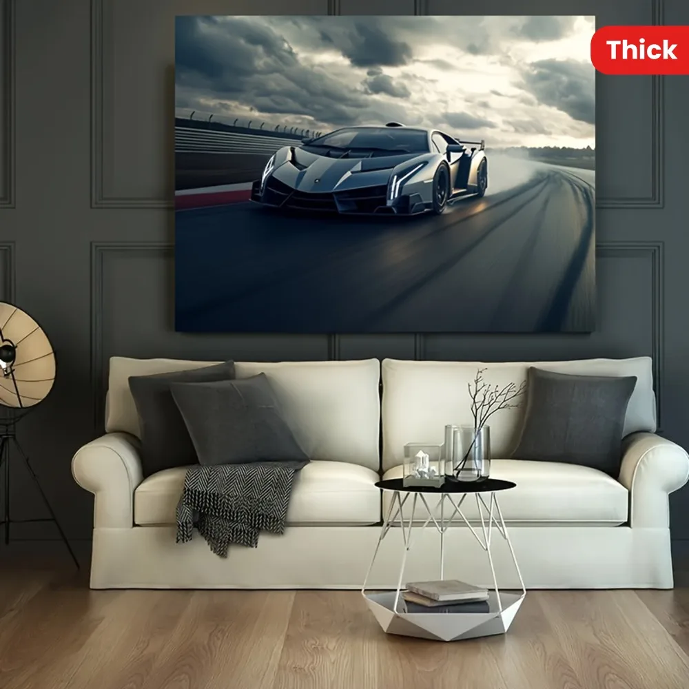 

1 supercar canvas poster, fashion sports car painting, canvas mural, art mural, 1.5 inch thick pine solid wood frame
